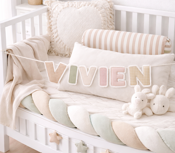 Látková písmenková girlanda – Jméno na přání do dětského pokojíčku