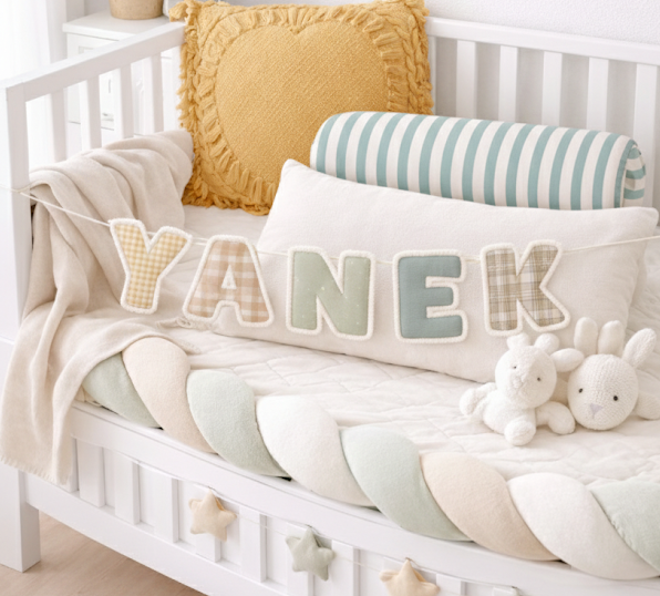 Látková písmenková girlanda – Jméno na přání do dětského pokojíčku