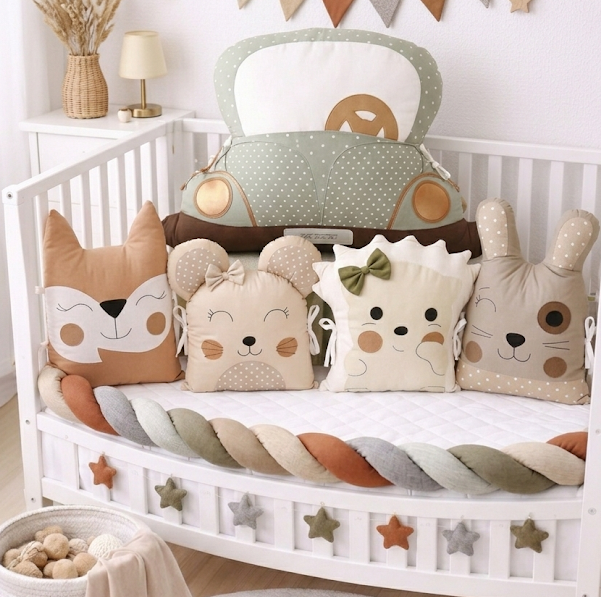 Mantinel do postýlky zvířátka 5 dílů 180 cm | Hřejivá lesní kolekce MimiMe