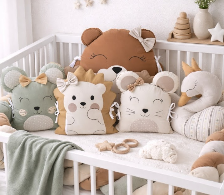 Mantinel do postýlky zvířátka 5 dílů 180 cm | Přírodní karamelová kolekce MimiMe