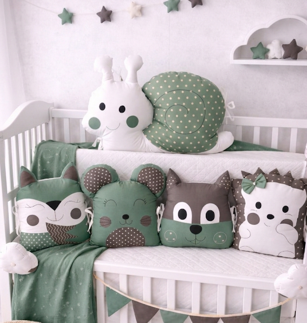 Mantinel do postýlky Zvířátka MimiMe – kolekce Zelený les | 5 dílů | 180 cm