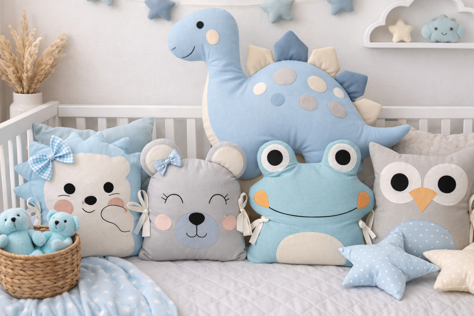 Mantinel do postýlky Zvířátka MimiMe – kolekce Modrá pohádka | 5 dílů | 180 cm