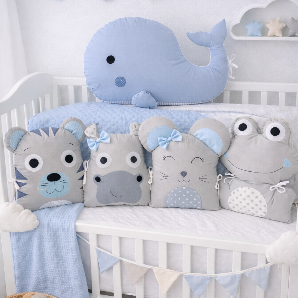 Mantinel do postýlky Zvířátka MimiMe – kolekce Veselá pastelka | 5 dílů | 180 cm