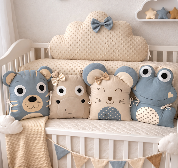 Mantinel do postýlky Zvířátka MimiMe – kolekce Nebeské pohlazení | 5 dílů | 180 cm