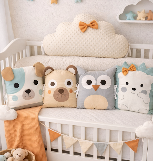 Mantinel do postýlky Zvířátka MimiMe – kolekce Pastelová radost | 5 dílů | 180 cm