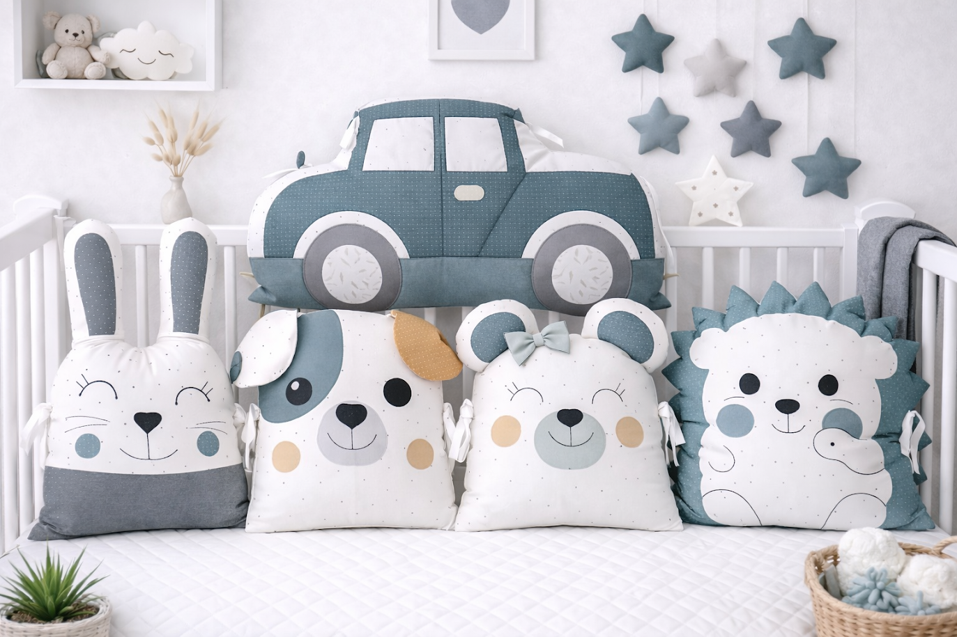 Polštářkový mantinel do postýlky: Veselí kamarádi