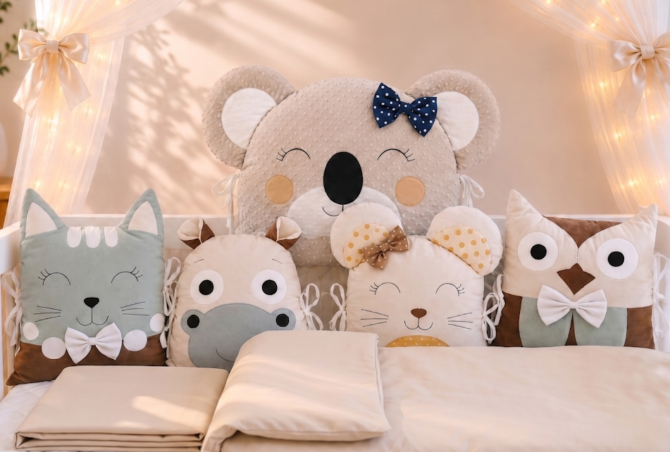Mantinel do postýlky Koala – 5 dílů 180 cm + povlečení 100×135 cm a 40×60 cm